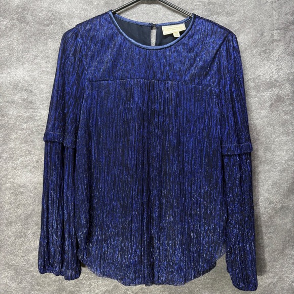 Anthropologie Moulinette Soeurs Blue Metallic Sparkle Dressy Top Sz S Going Out - Picture 1 of 6